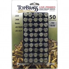 Top Brass .40 S&W Brass 50 Pieces Primed Nickel with Tray