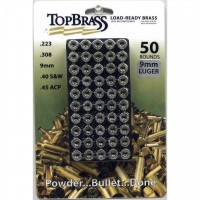 Top Brass 9mm Luger Brass 50 Pieces Unprimed Nickel with Storage Tray